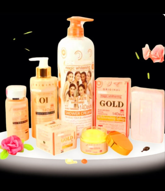 STRONG WHITENING SETS FACE CREAM, SERUM, BODY WASH, BODY LOTION & SOAP.